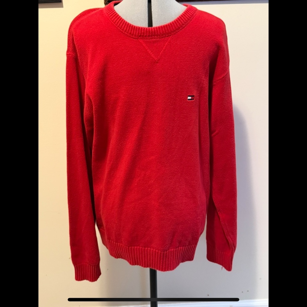 Tommy Hilfiger Red Crewneck Sweater Classic Design